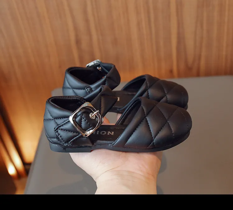 Pantofi pentru copii, fete, cu vârful închis, stil prințesă, design nou, triplu negru, mărime gratuită, livrare gratuită_voghion.com