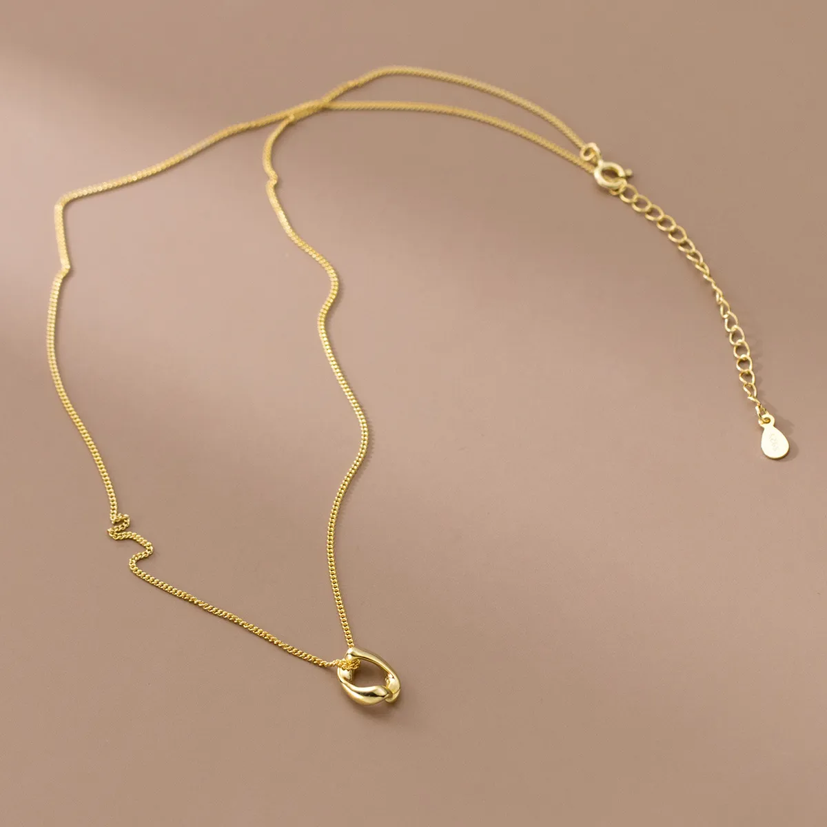 Geometric Chain Necklace Sterling Silver Geometric Hollow Design_voghion.com