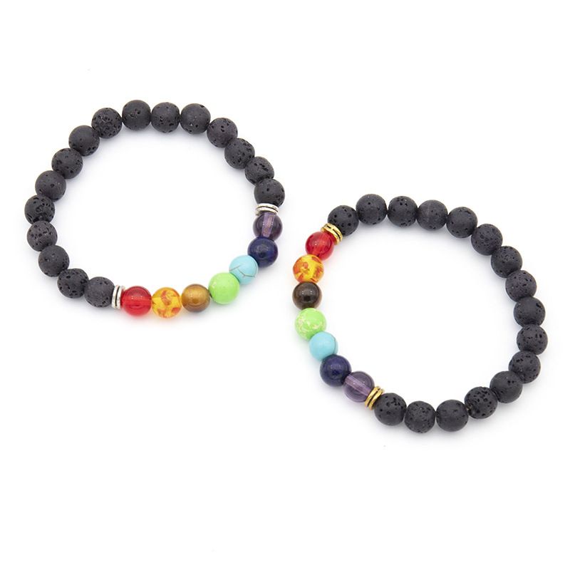 Colorful Volcanic European And American Cross Border New Hand Beaded Men's Natural Tiger Eye Stone Bracelet_voghion.com