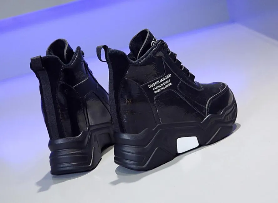 Freizeitschuhe Qualität Chunky Platform Outdoor Sneakers Frauen Winter Warm Super High Heels Frau Höhe erhöhen Stiefel_voghion.com