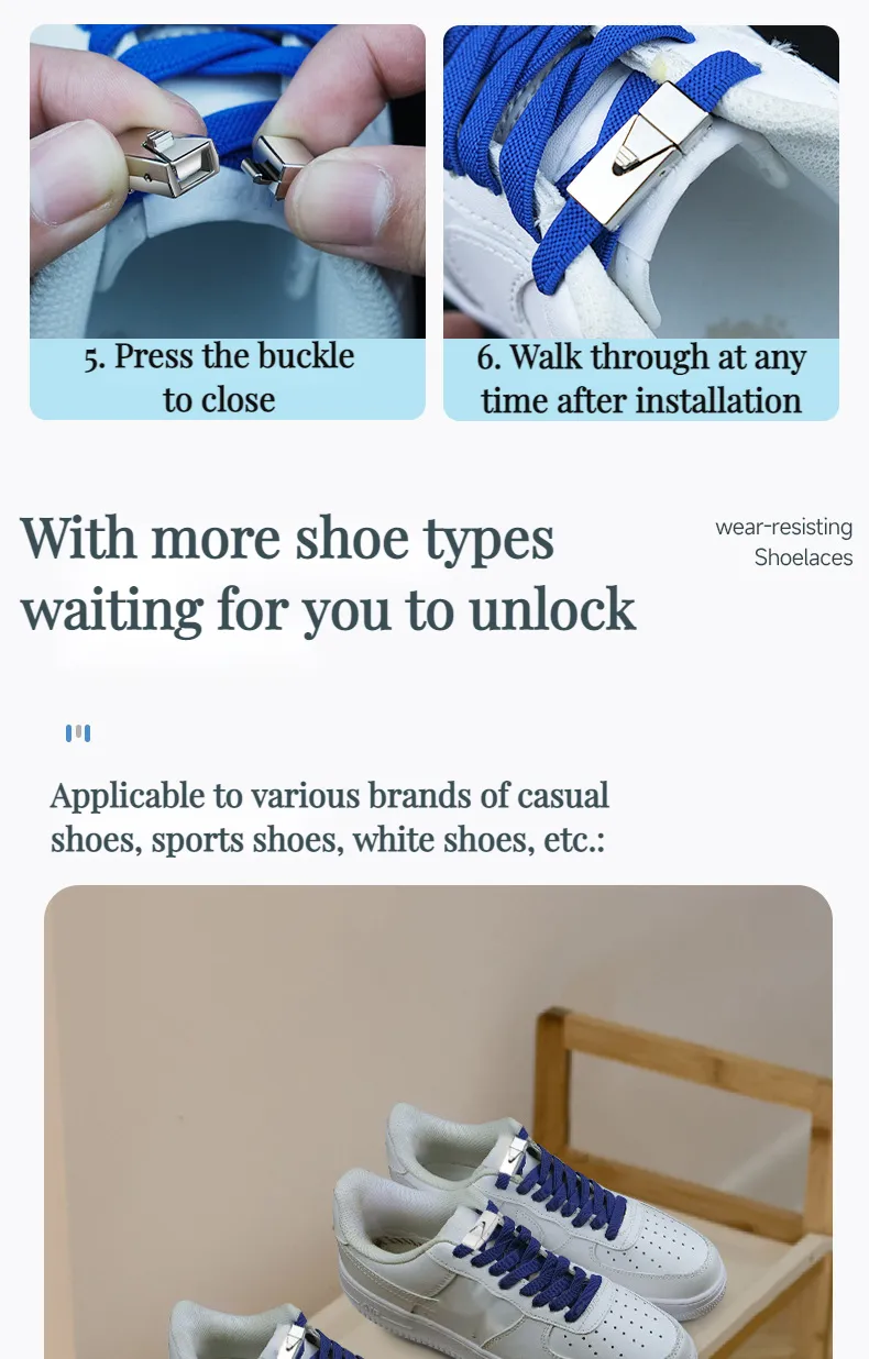 Lacci per scarpe con chiusura magnetica senza lacci per bambini e adulti, elastici piatti, lacci per scarpe senza lacci_voghion.com