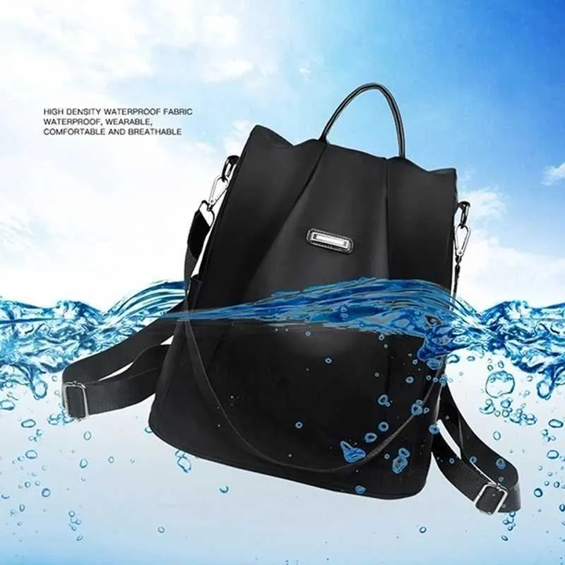 Zaino da donna casual in nylon tinta unita scuola borsa a tracolla singola moda femminile tracolla staccabile grande capacità_voghion.com