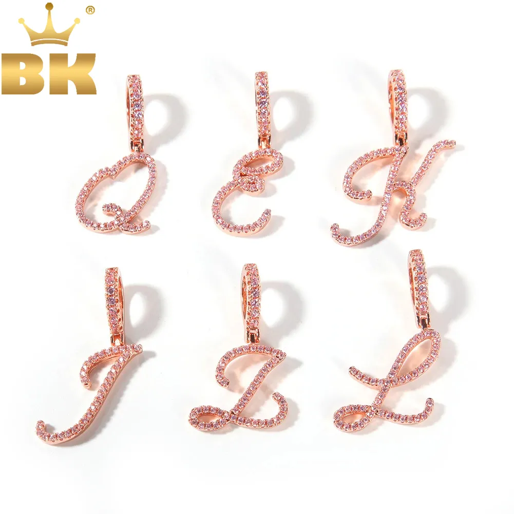 Ketten TBTK Benotzerdefinéiert Kursiv Schrëft Initial A-Z Buschtawen Anhänger Iced Out CZ Kette Halskette Fir Männer Hiphop Charms Bijouen_voghion.com