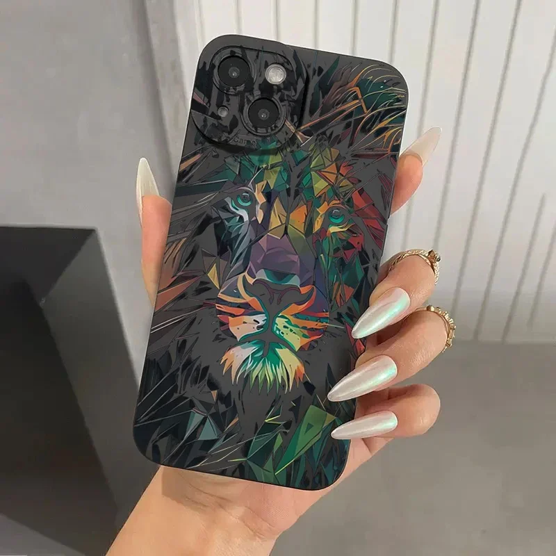 Colorful Lion Phone Case For Iphone Matte Shockproof Cover_voghion.com