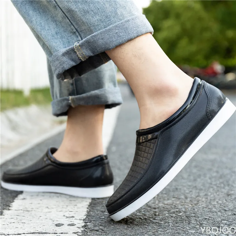 Sügismustad madalad meeste täiskasvanute tööjõu vihmasaapad töökojaplatsile meeste veekindlad autopesula koka aiakingad_voghion.com