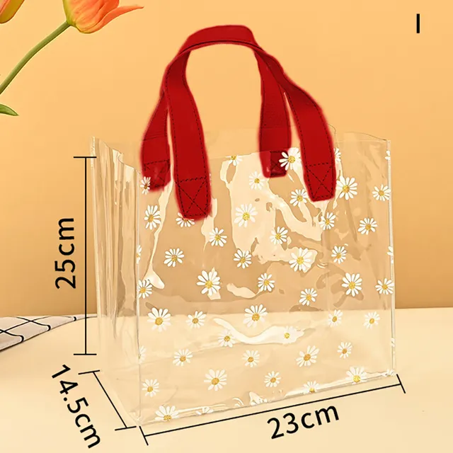 Confezione in PVC trasparente, borsa in plastica trasparente con margherite, scatola per caramelle, regalo, bomboniera, borsa per cosmetici_voghion.com