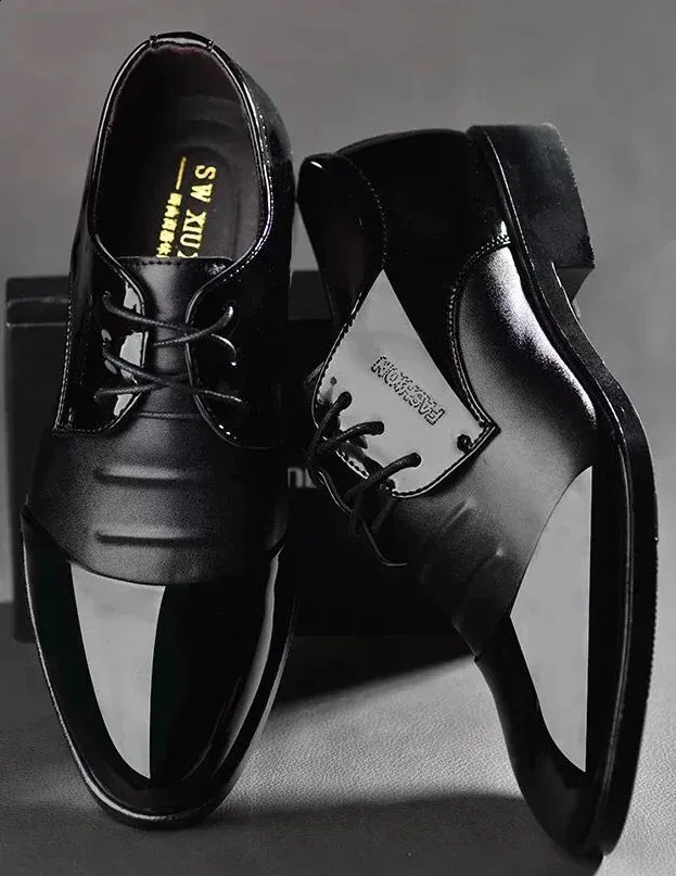 Dress Shoes Man Office Pointed Toe Spring Autumn Social Shoe for Men Clothing Elegant and Classic Leather Casual Party_voghion.com