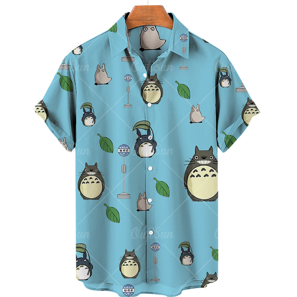 Chemise hawaïenne surdimensionnée à manches courtes pour hommes et femmes, vêtements créatifs, imprimé kawaii numérique 3d, nouvelle collection 2024_voghion.com