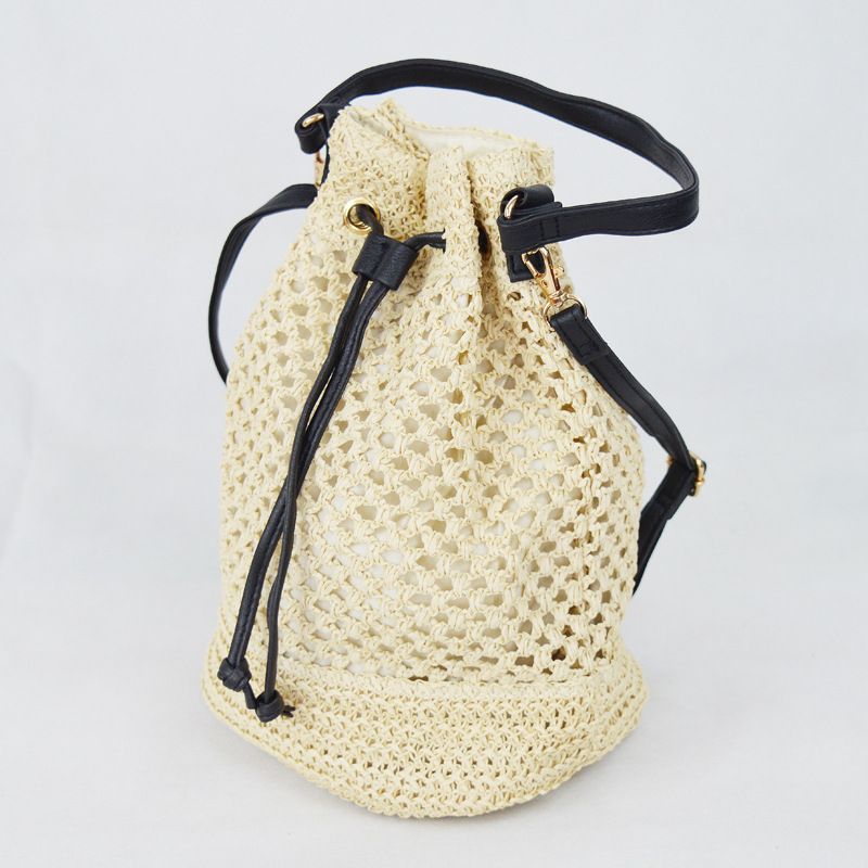 Ausgehöhlte Mode große Kapazität Baby Mama Lebensmitteleinkaufshandtasche süßer gewebter Rucksack gewebte Tasche_voghion.com