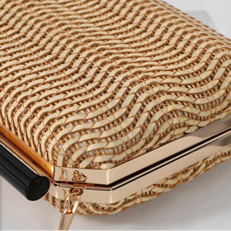 Rote Rattantasche für Damen Taschen Gewebte Clutch 2024 Strohgeldbörsen Umhängetasche Schultertasche Telefon Geldbörse Vintage Handtasche 240820_voghion.com