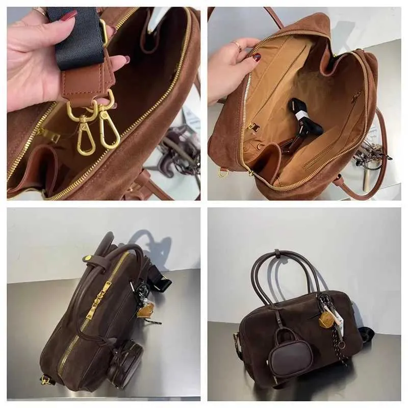 bracciolo in pelle design del marchio pelle scamosciata grande capacità 2024 borsa a tracolla moda autunno con piccolo portafoglio Y241216_voghion.com