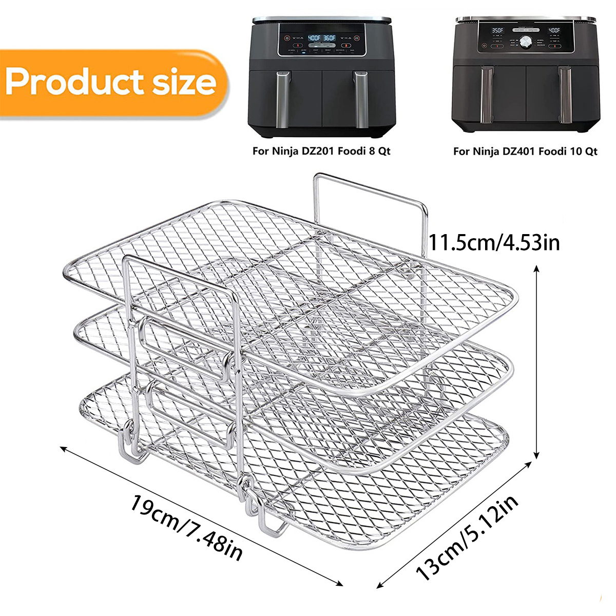 Griglia per friggitrice ad aria Griglia per essiccatore multistrato in acciaio inossidabile Griglia per cottura a vapore Griglia per arrosti Accessori per friggitrice ad aria Gadget da cucina_voghion.com