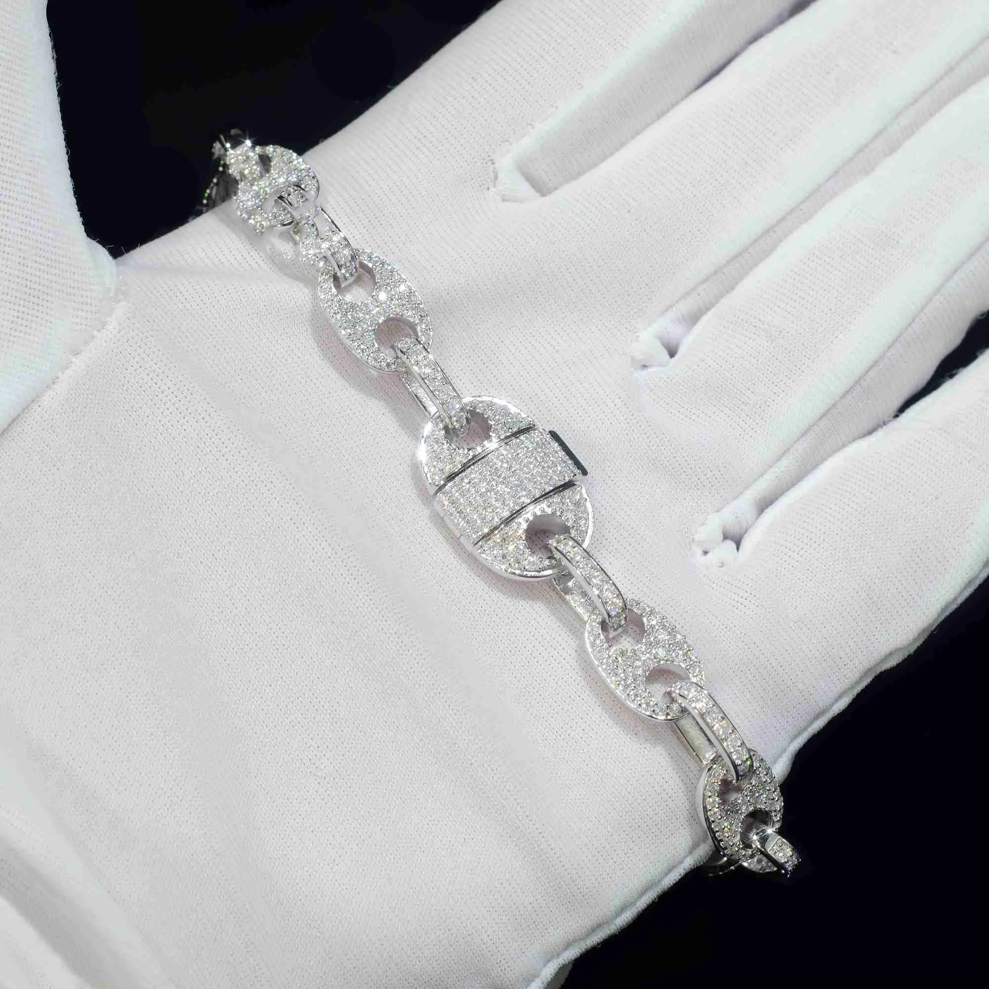 Pass Diamond Tester VVS Ice Out Moissanite kohvioad Kuuba lüliga kett 8mm käevõru Sier peened ehted meestele ja naistele_voghion.com