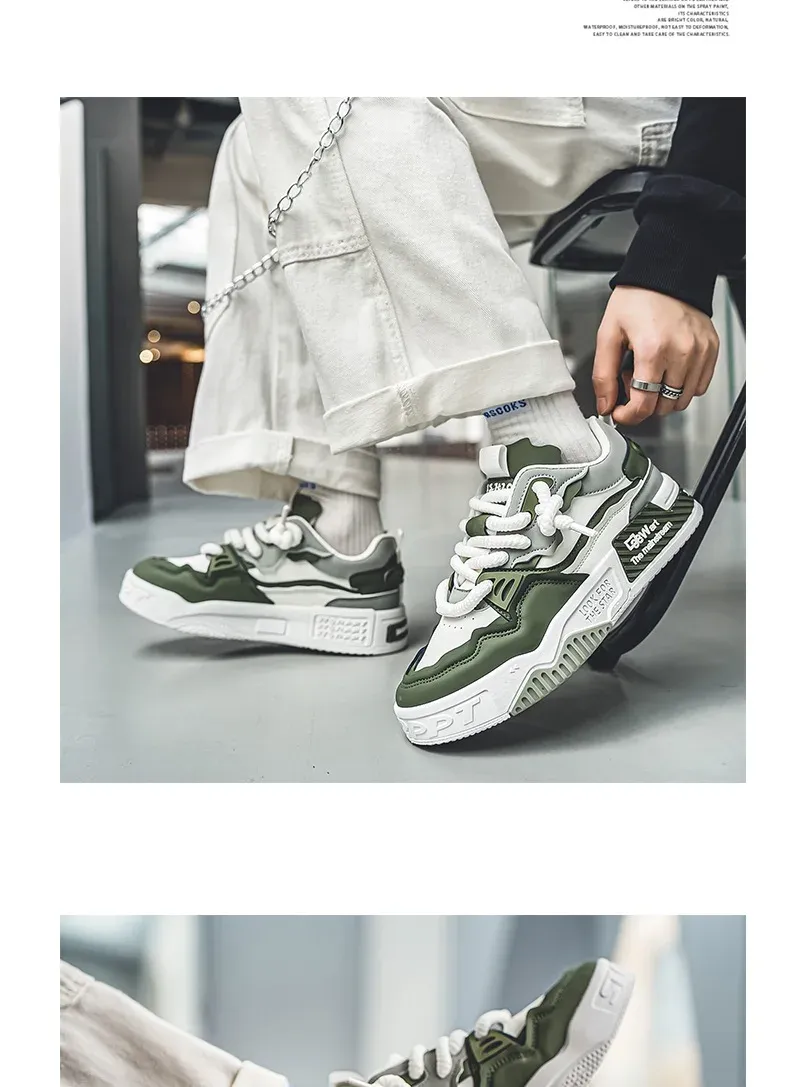 Men's Easy To Clean Skateboard Shoes, Good Grip, Breathable Lace Up Sneakers, Men's Shoes 2024_voghion.com