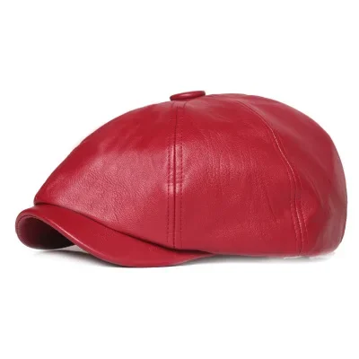 New Arrivals Retro Octagonal Leather Hat Autumn Men's Beret Elegant Fashion Cap Snapback Caps for Men Women_voghion.com