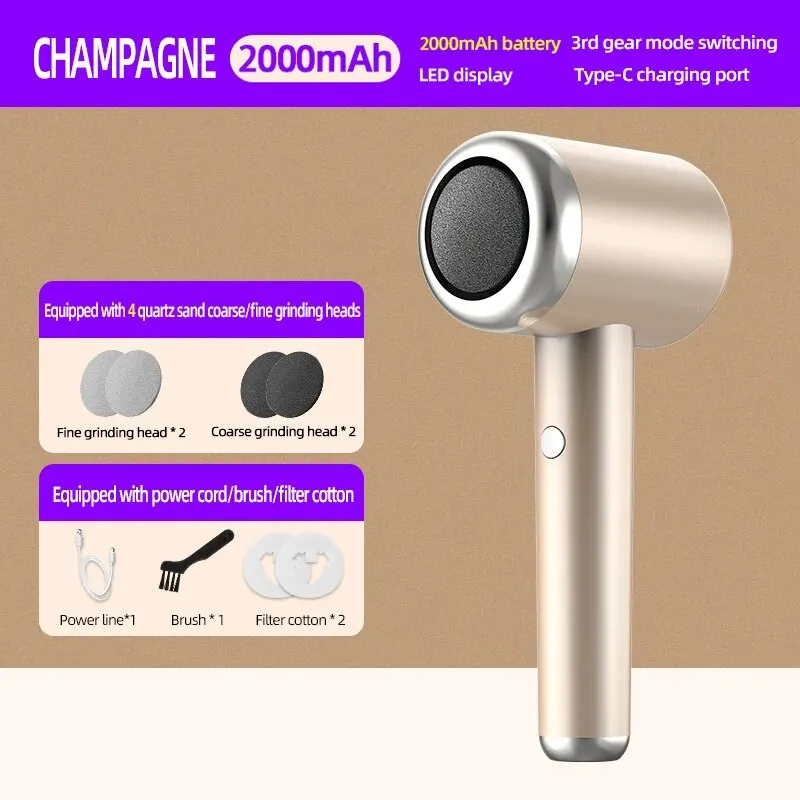 Electric Electronic Foot File Pedicure Device With Charging_voghion.com