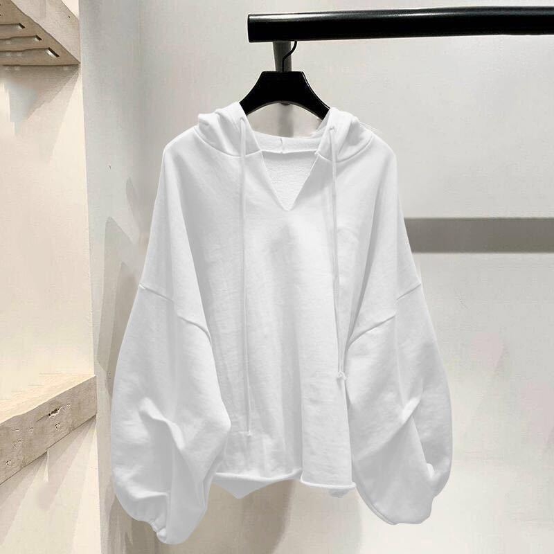 Women's Solid Colour Loose Hooded Sweatshirt For Early Autumn_voghion.com