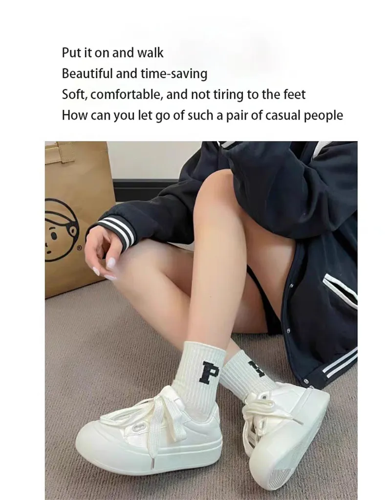 Casual Platform Sneakers For Women Versatile White Trainers_voghion.com