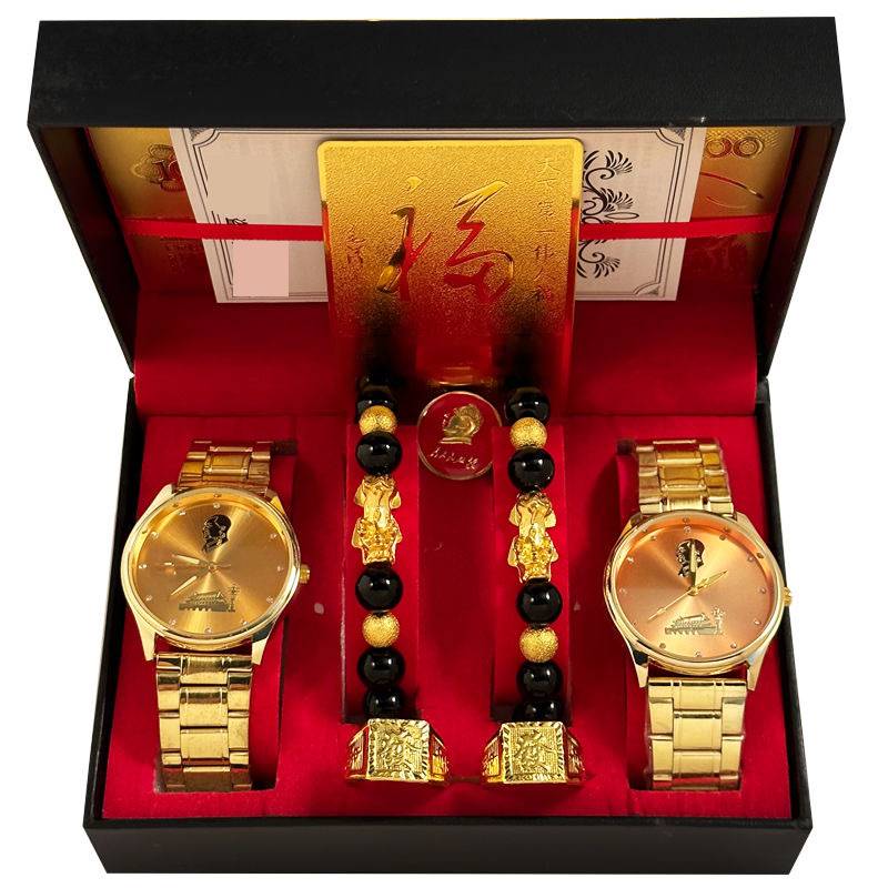 Schmuck Sets Geschenk Box Set Gedenk Gold Uhr Paar Energie Quarz Heißer Verkauf Geschenk Treffen Uhr_voghion.com