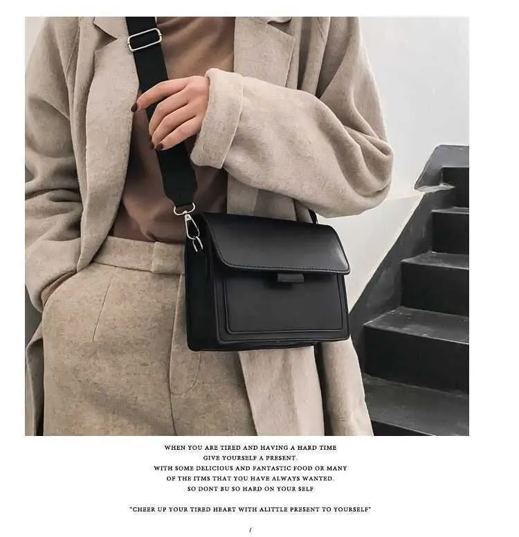 Ladies Messenger Solid Color 2023 New Trendy Wide Shoulder Strap Small Square Bag Retro Casual Simple Crossbody Ba241018_voghion.com
