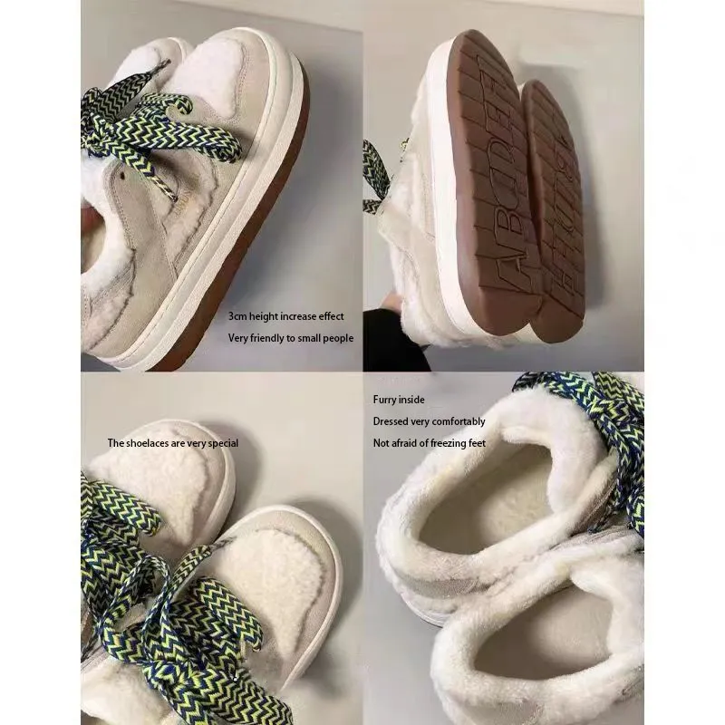 New Womens Autumn Winter Heightening Versatile Casual Thickening and Plush Thick Sole Shoes Free of Mail_voghion.com