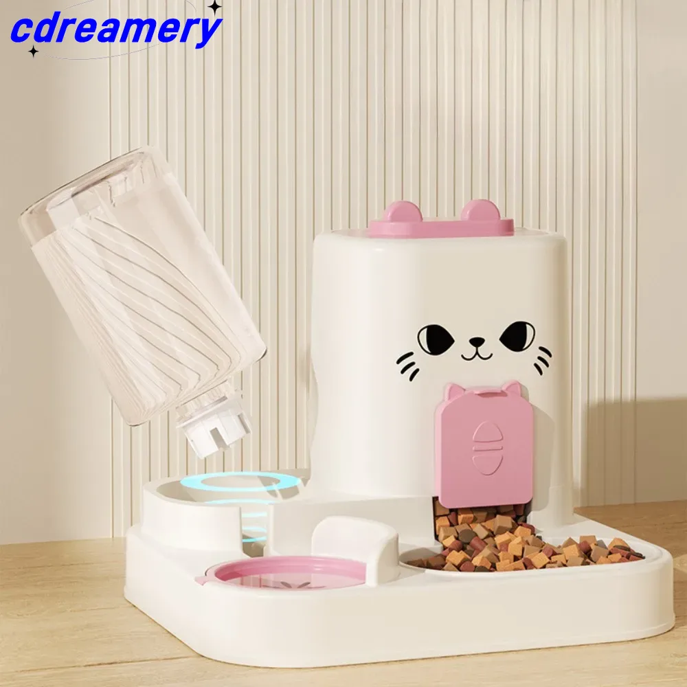 2-in-1 Cartoon Automatischer Futter- und Wasserspender für Haustiere, auslaufsicherer ABS-Kunststoff, Futternapf mit großem Fassungsvermögen für Hunde und Katzen_voghion.com