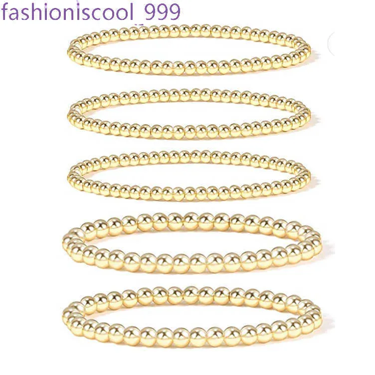 High Quality Hematite For Women Easy Wear 14K Gold Plated Bead Ball Stretchy Elastic Bracelet_voghion.com