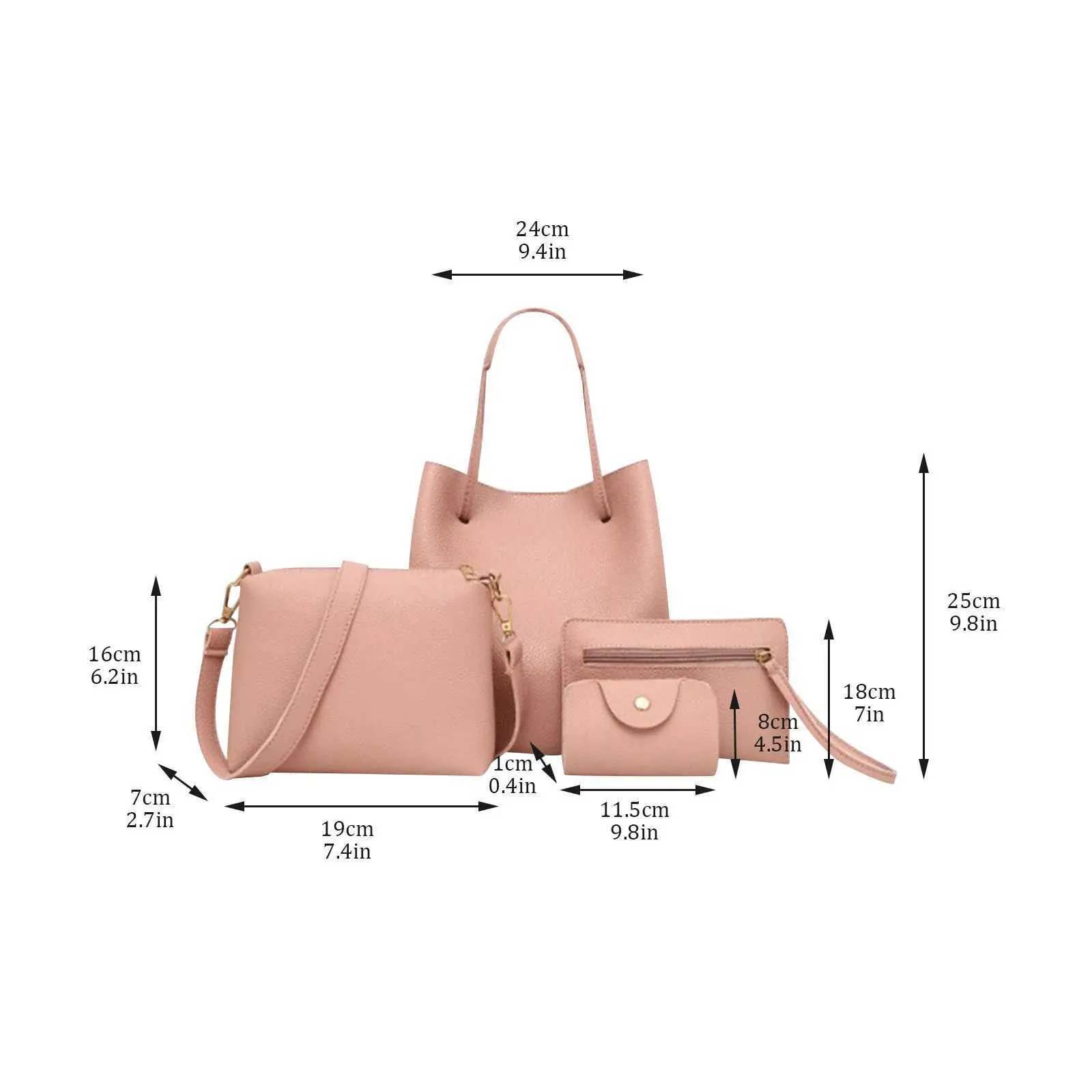 Ensemble de 4 sacs pour femmes, portefeuille élégant en cuir PU, sac à bandoulière, fourre-tout, accessoire de décoration tendance pour dames_voghion.com