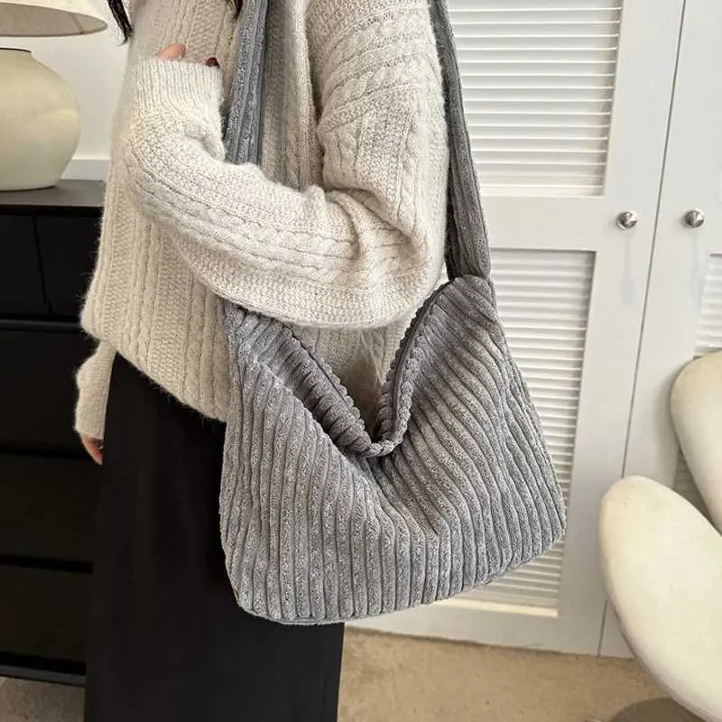 Borsa da designer Design semplice Borsa a tracolla in velluto a coste tinta unita Portafoglio e borsa a mano casual da donna_voghion.com