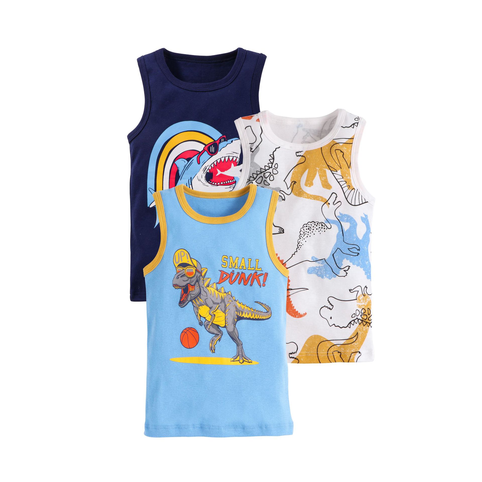Mother&Kids Children's vest pure cotton summer pure cotton breathable cartoon dinosaur print baby girls wear cotton boys small vest_voghion.com
