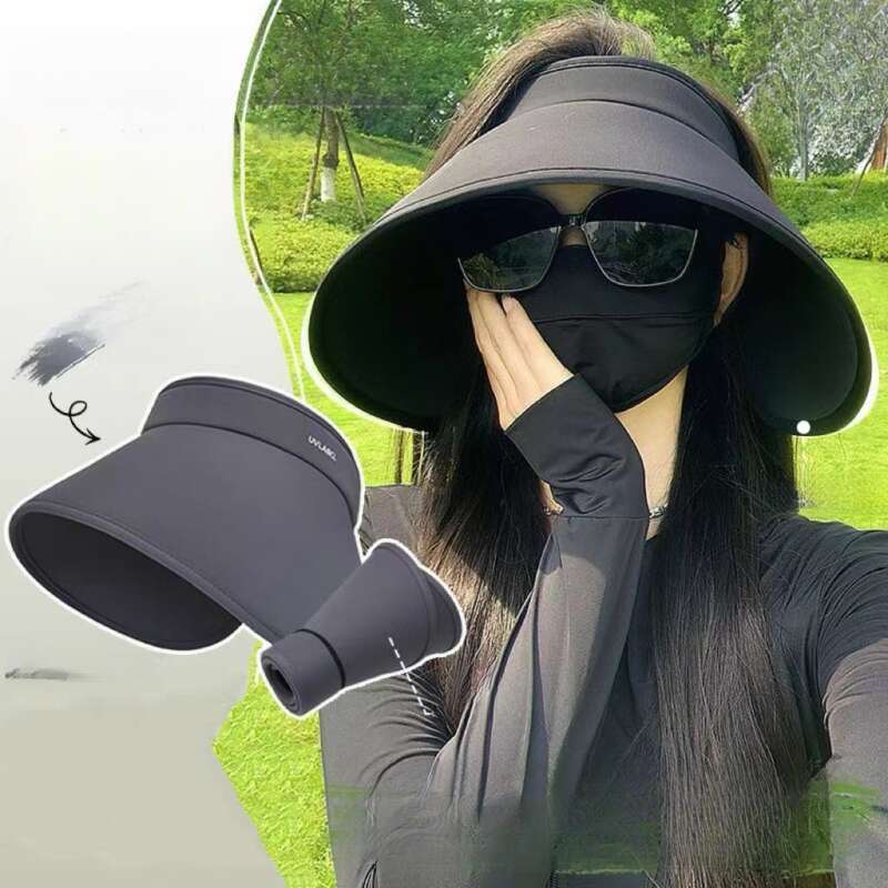 Zložljiv sončni klobuk z velikim robom in votlim sončnim zaščitnim faktorjem za ženske, poletni zunanji UV-zaščitni klobuk_voghion.com