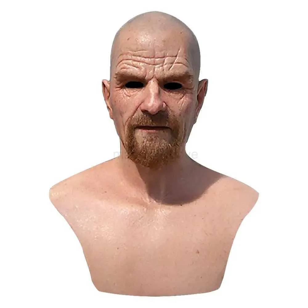Ρεαλιστικός φαλακρός γέρος Breaking Bad Walter White Heisenberg Latex Mask Masquerade Halloween Cosplay Party Masquerade_voghion.com