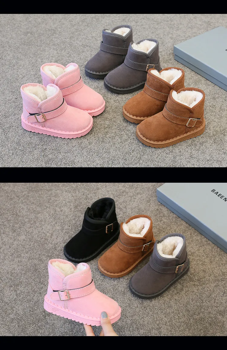 Kids Snow Brown Boys and Girls Baby Toddler Cotton Shoes Littlesprouts Gray Soft Padded Thickened Pink Children's Winter_voghion.com