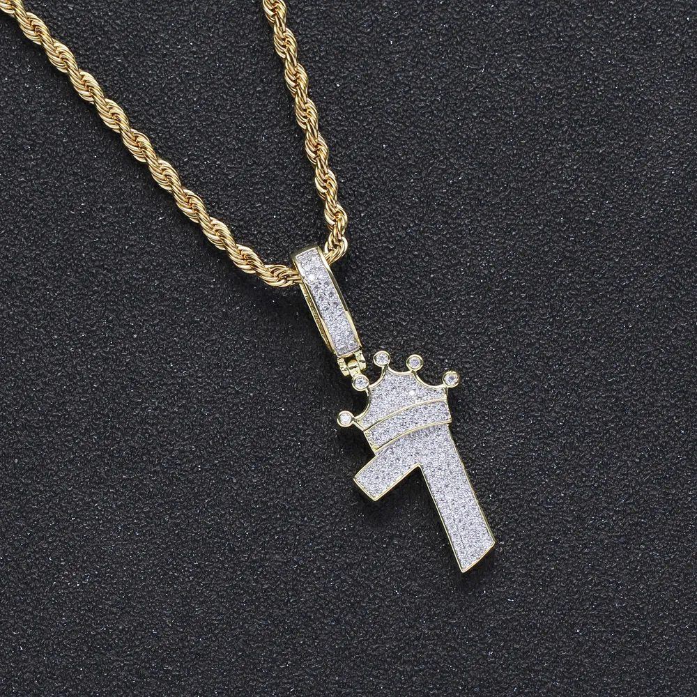Pendant Necklaces Bling Hip Hop 7 Brass Micro Pave With CZ Stones Necklace Jewelry For Men And Women CN021_voghion.com