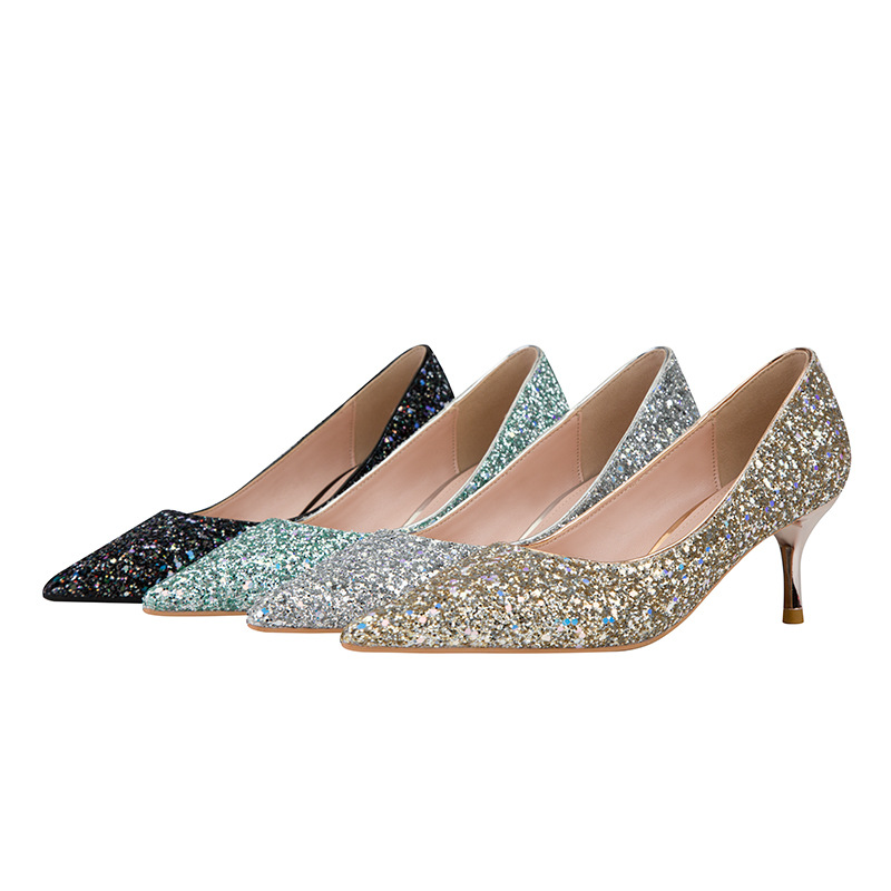 Mode sexy abnehmen stiletto heels Schimmernde pointe glitter party einzelnen schuhe hochzeit schuhe_voghion.com