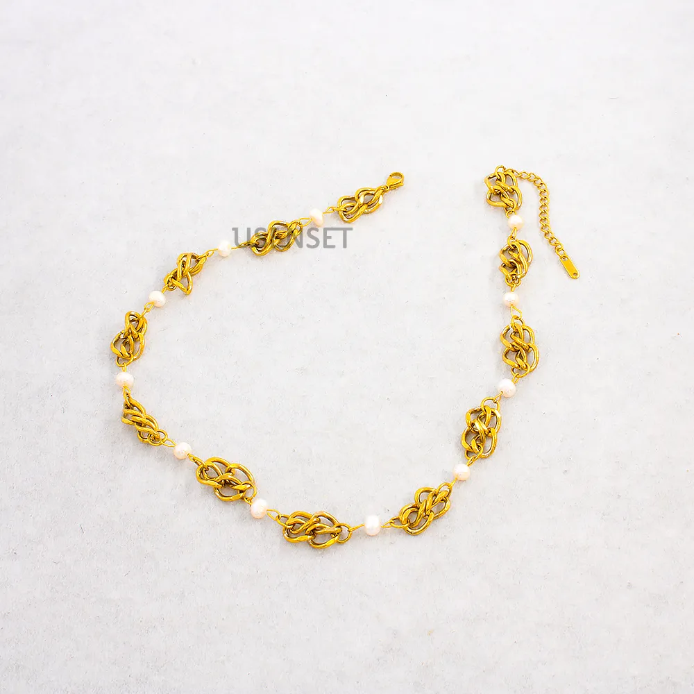 Catene Donna Uomo Perla Collana Cubana Moda Oro Colore Irregolare Unico Audacemente Acciaio Inossidabile Catena Gioielleria_voghion.com