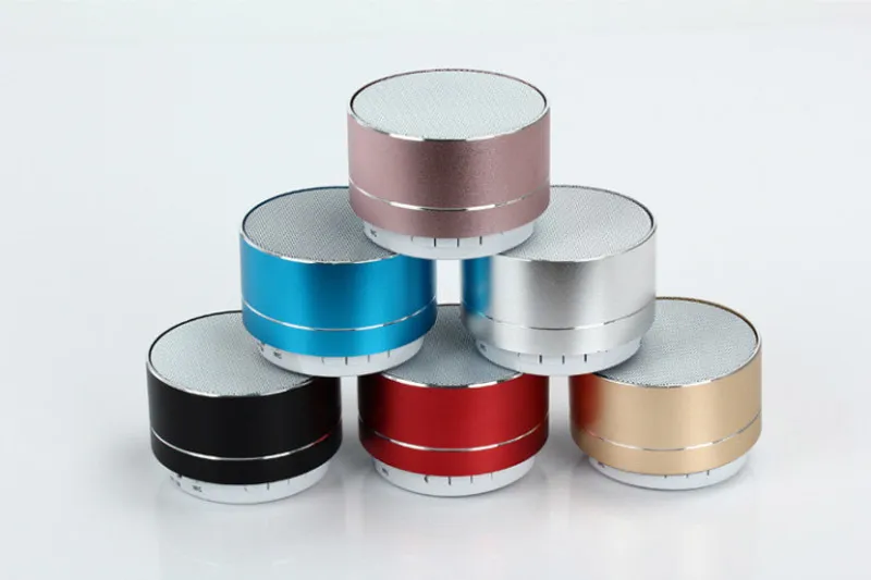 100 pezzi A10 altoparlanti wireless Bluetooth in lega di alluminio, mini altoparlanti portatili in metallo per esterni con luci a LED per telefono_voghion.com