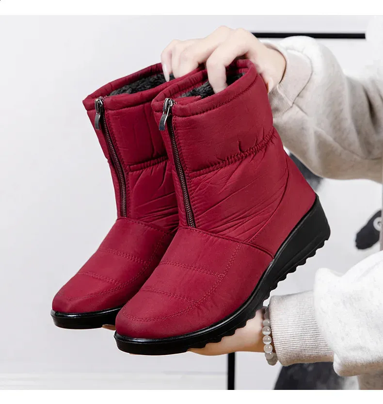 Platform Waterproof Snow Women Winter Thick Plush Ankle Boots Woman Non Slip Warm Cotton Padded Shoes Ladies 240820_voghion.com