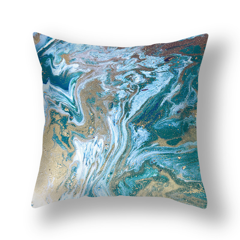 Nuovo cuscino astratto nordico oro verde dorato federa modello inchiostro divano soggiorno comodino_voghion.com