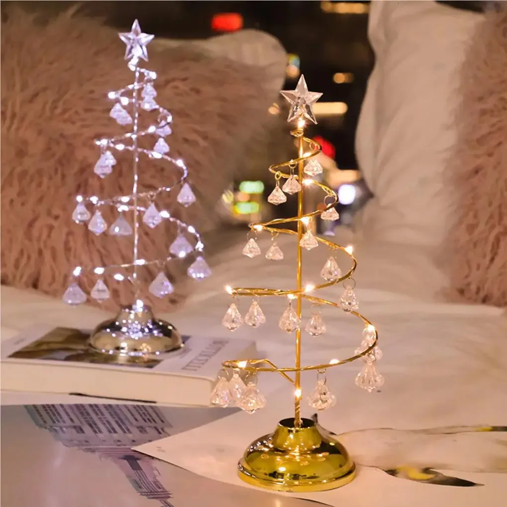 Kleine beleuchtete Weihnachtsbaum-Kristalldekorationslichter Mini Slim mit LED für Haushalts-Tischdekoration 241121_voghion.com