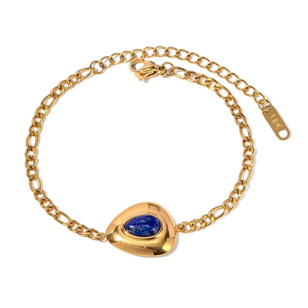 Bracciale minimalista con ciondolo triangolo lapislazzuli oro_voghion.com