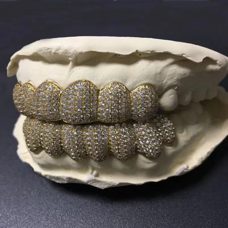 Exclusive Customization Moissanite Teeth Grillz Iced Out Hop Sier Decorative Braces Real Dia Bg Tooth Grills For Men_voghion.com