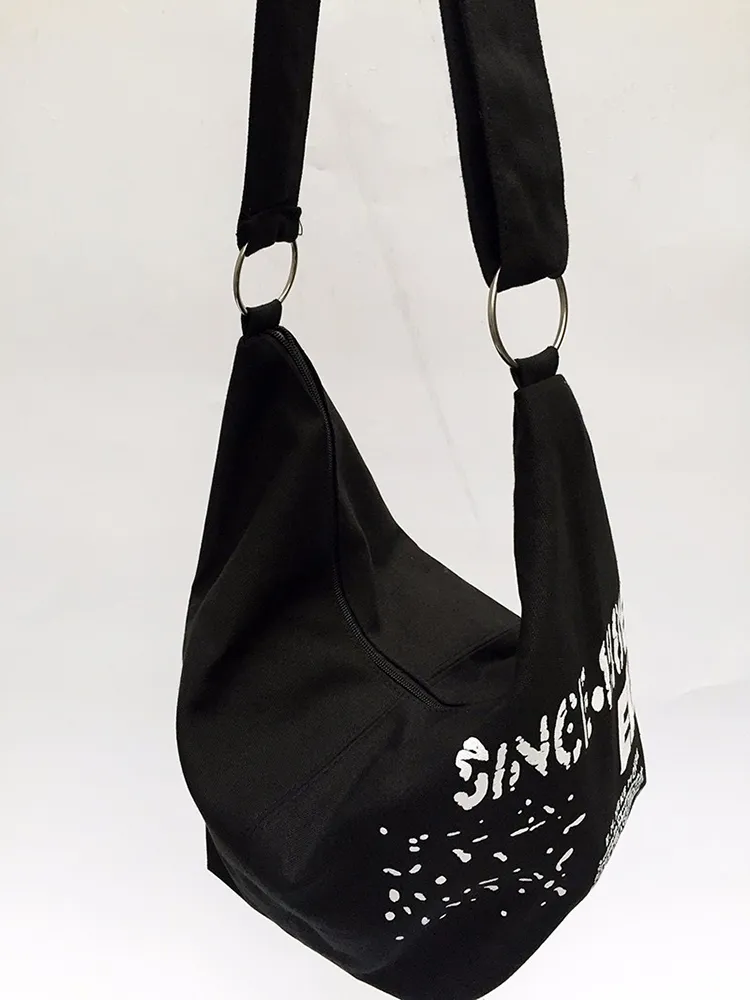 Yogodlns Borsa a tracolla in tela con decorazioni a lettere per donna, grande capacità, borsa da viaggio per studenti, borsa per la spesa_voghion.com