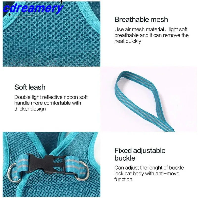 Arnés para gatos, correa de malla suave, transpirable, reflectante, ajustable, para pasear perros y gatitos, accesorios para gatos._voghion.com