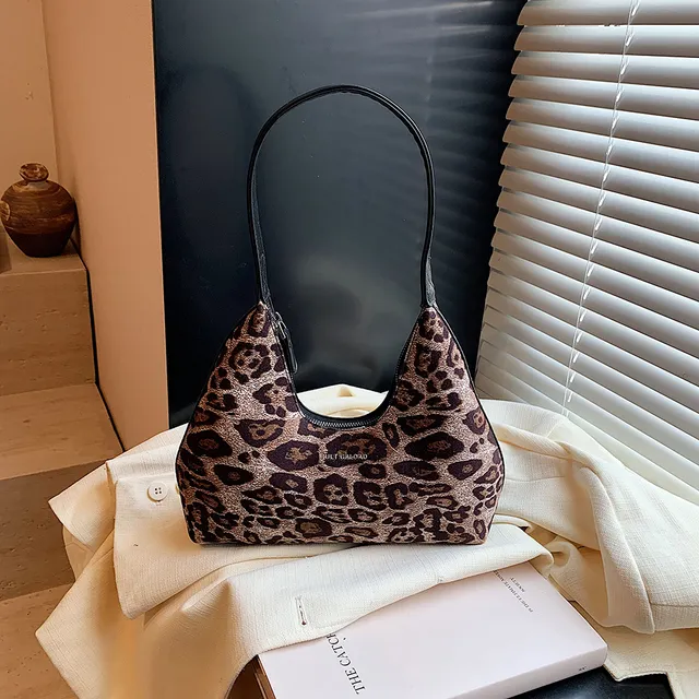 Sac à main en daim imprimé léopard pour femme, sac à bandoulière avec fermeture éclair, style rétro tendance, pour le travail et les courses_voghion.com