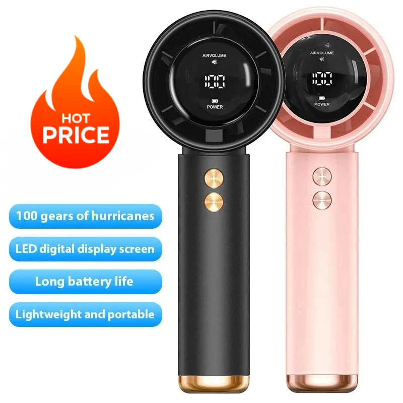 Ventilateur turbo portable à main avec écran led et recharge usb_voghion.com