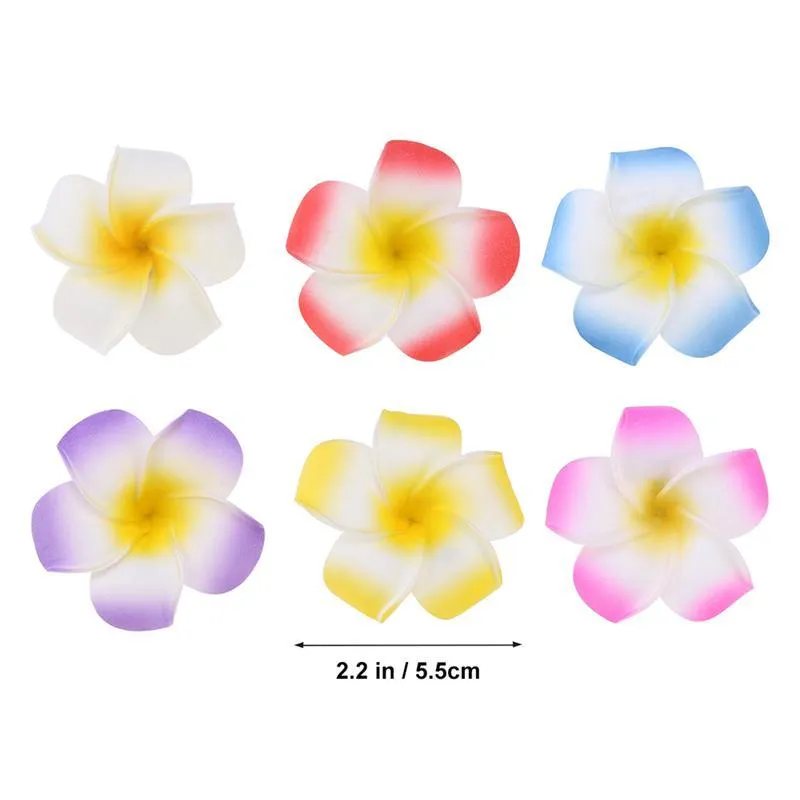 24 peças 2,4 polegadas havaiano plumeria flor clipe espuma cabelo acessório para praia festa casamento evento decoração acessórios (12 cores)_voghion.com