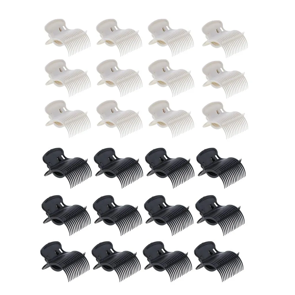 12 teile/los Kunststoff Heißer Roller Super Clips Curler Klaue Klemmen Für Frauen Weiß Schwarz Farbe Haar Zubehör_voghion.com