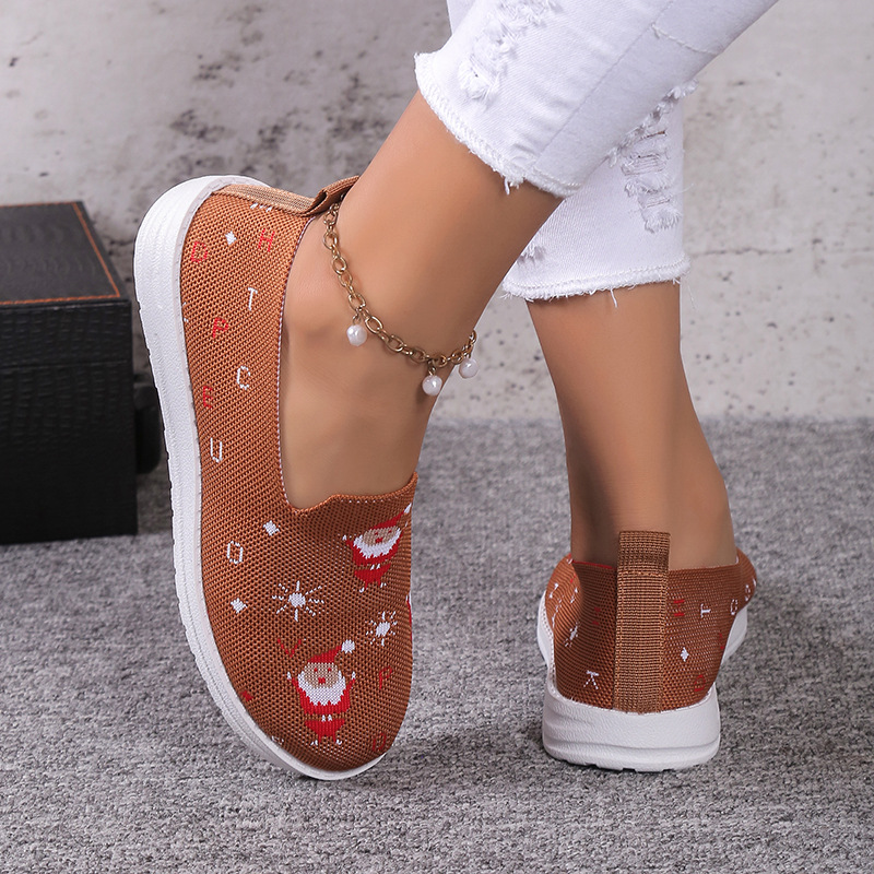 Loafer für Damen mit runder Spitze und Weihnachtsmotiv_voghion.com