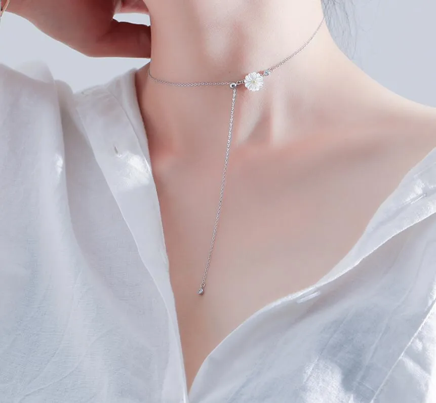 Halsketten mit Anhänger für Damen, Blumen-Anhänger, edler Schmuck, Zubehör, sanfte Schlüsselbein-Halskette für Party-Geschenk_voghion.com